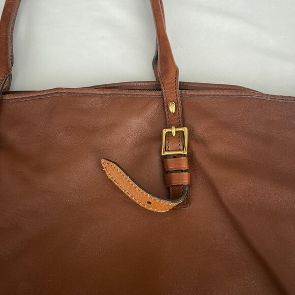 Burberry Salisbury Cognac Brown Leather Tote Shoulder Bag Buckle Handle Strap - Picture 7 of 14